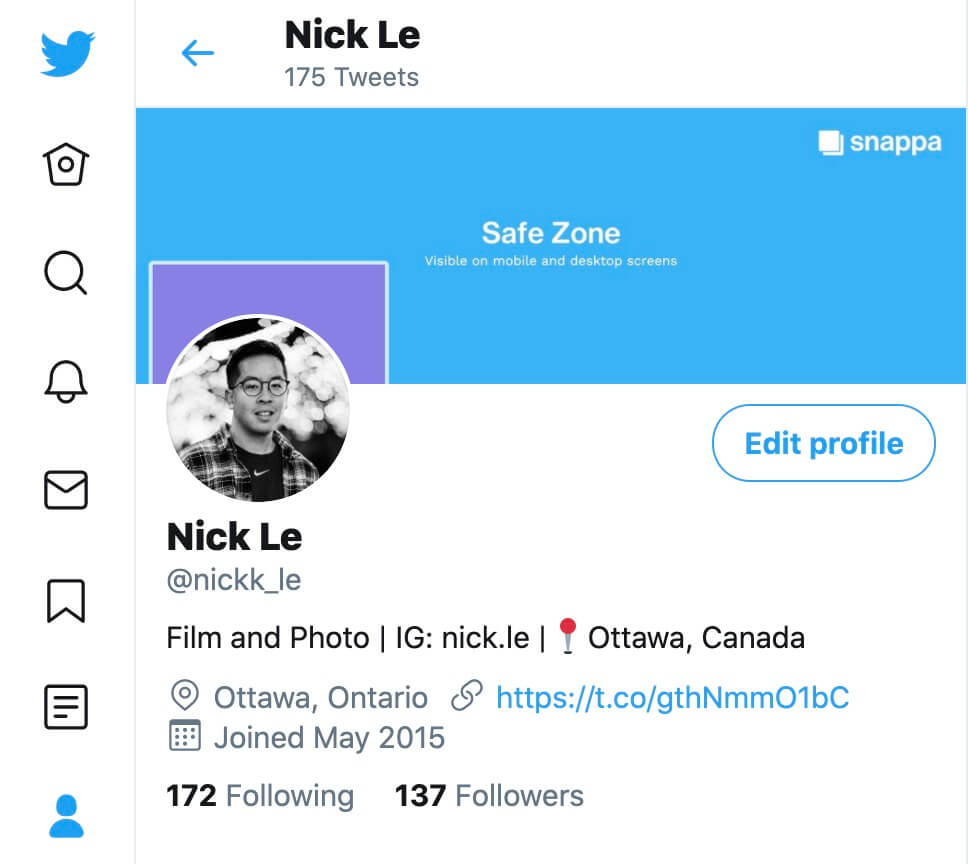 Twitter header banner at reduced width