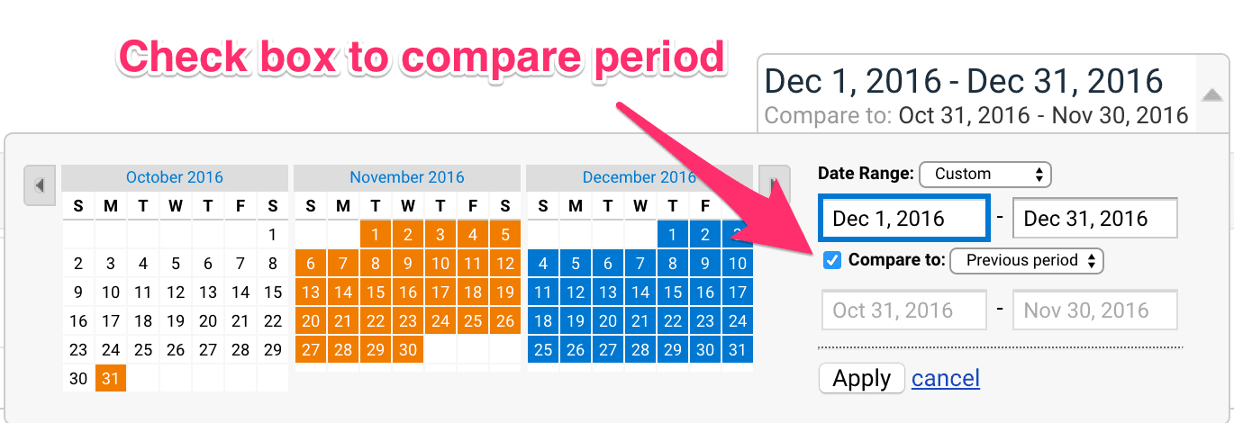 Compare period in Analytics