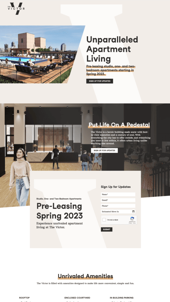 condo presale landing page example