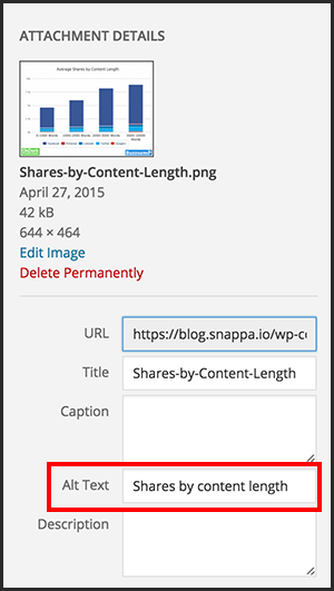 Image Alt Text Description in WordPress