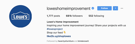 Lowes instagram profile photo