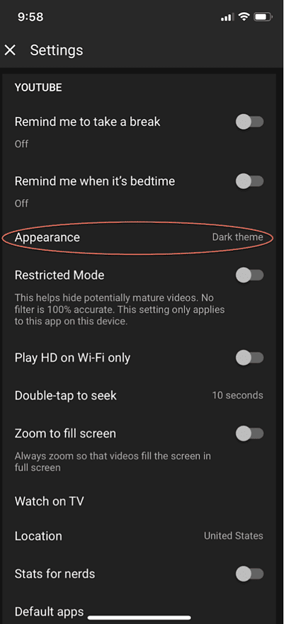 New youtube dark theme