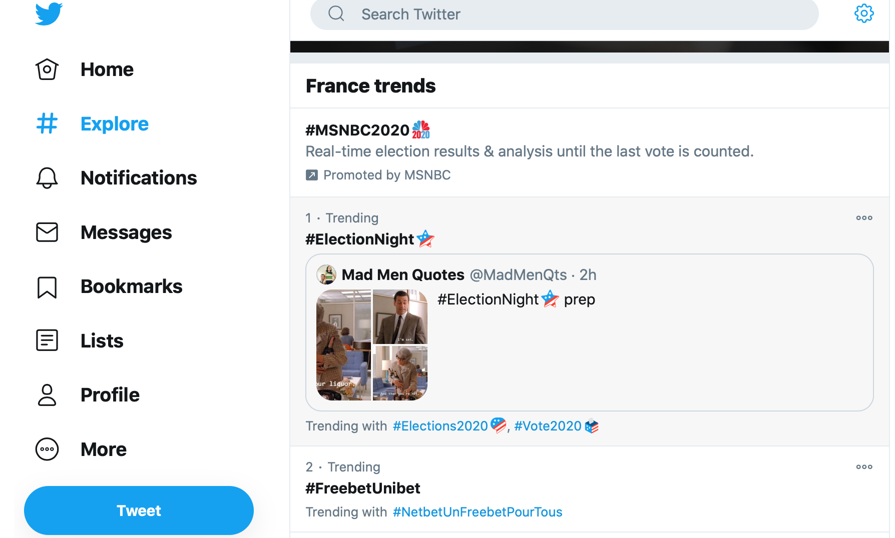 New twitter explore and trends layout